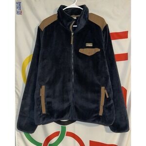 LL Bean Hi Pile Fleece Full Zip Jacket Mens XL Navy Blue Outdoor Hiking